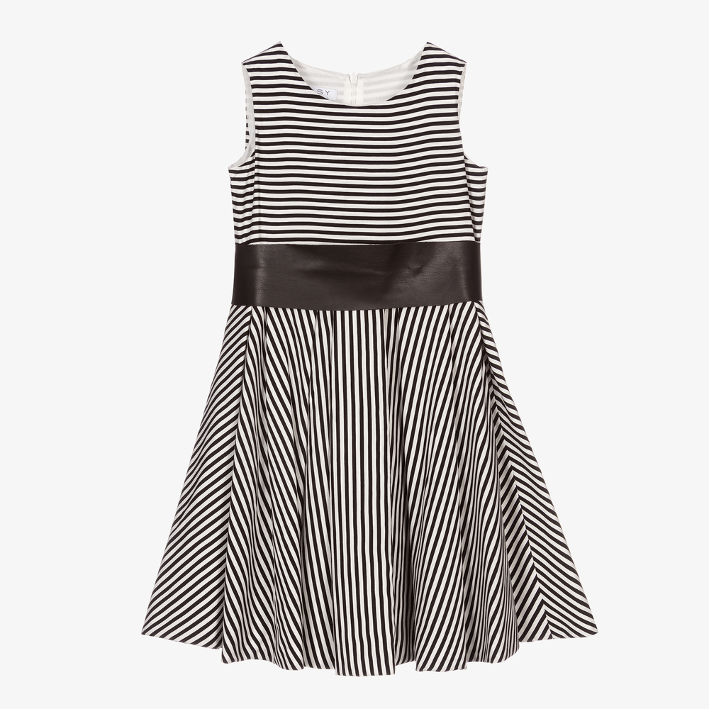 Elsy - Black & White Striped Dress | Childrensalon