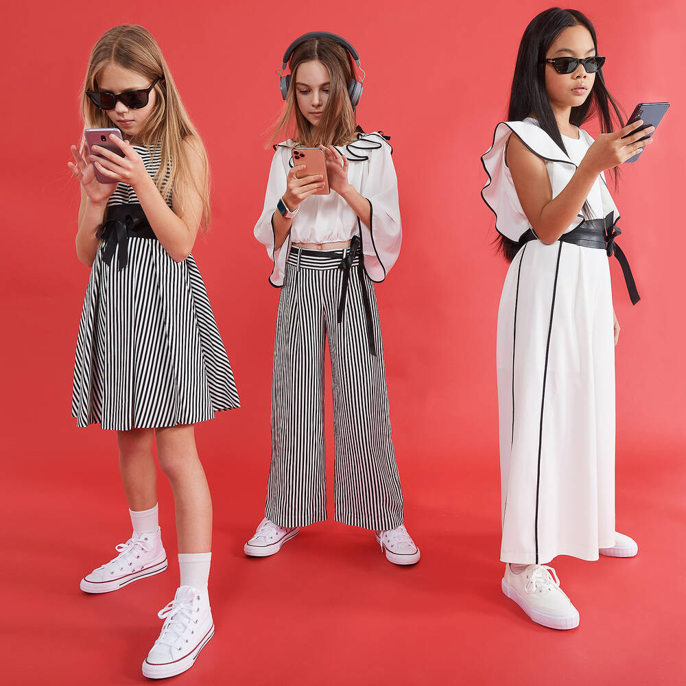 Elsy-Black & White Striped Dress | Childrensalon Outlet