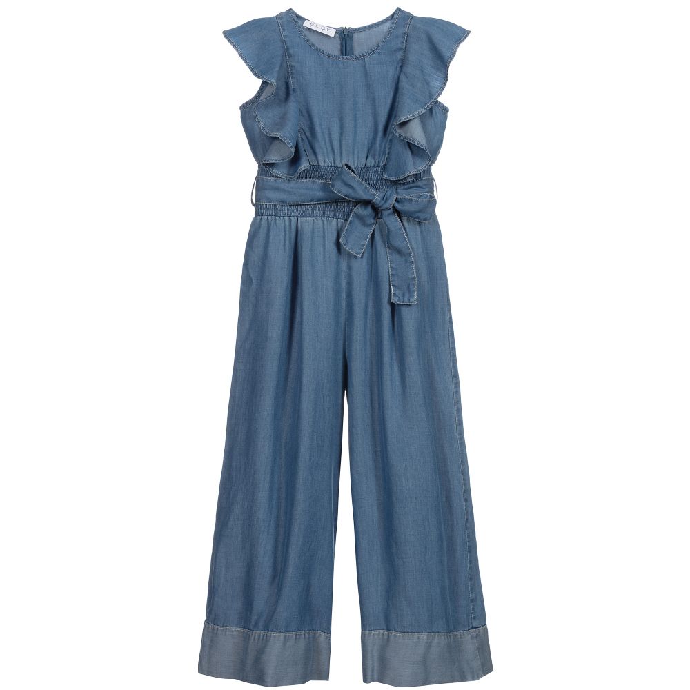 Elsy - Combi-pantalon bleue en batiste | Childrensalon