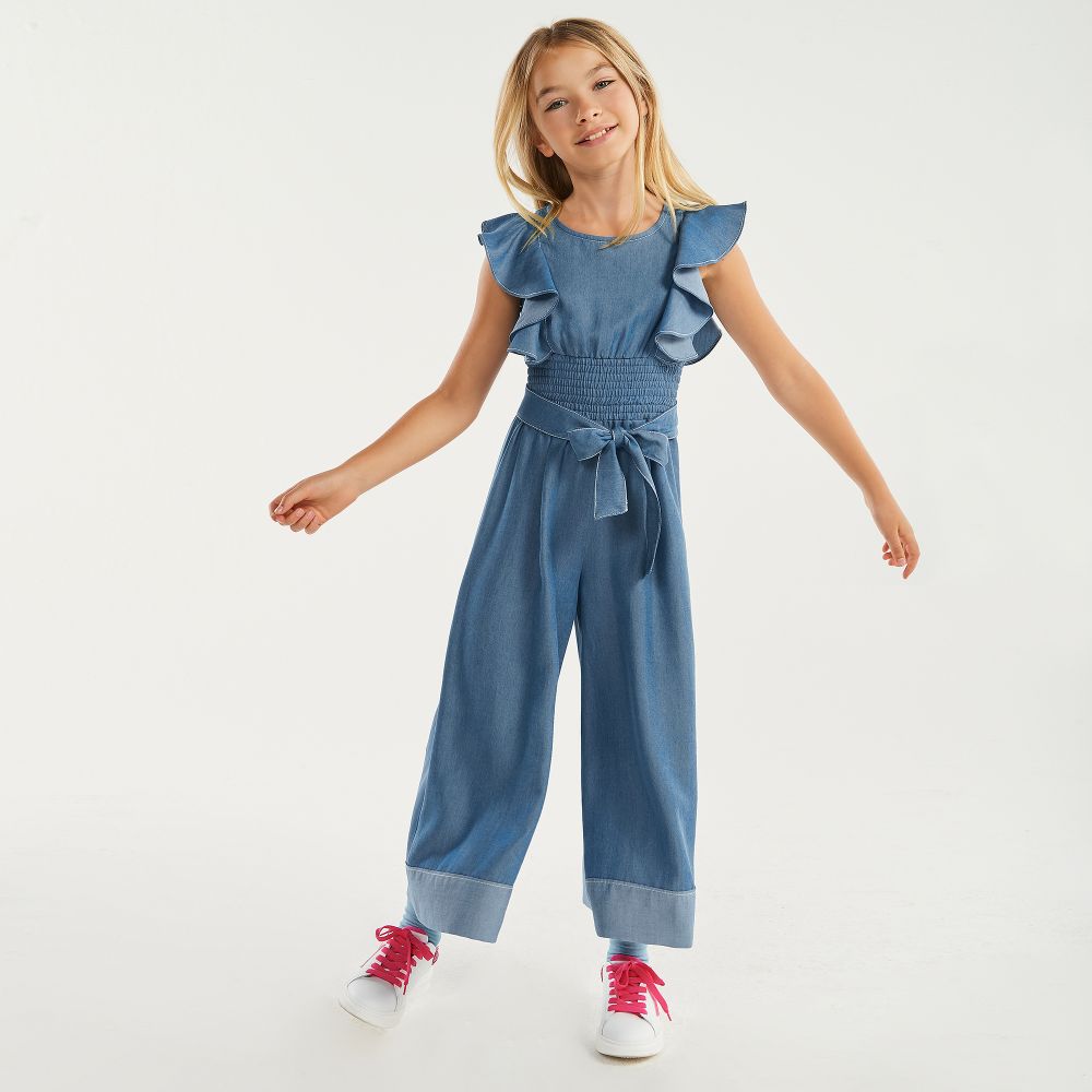 Girls sales chambray jumpsuit