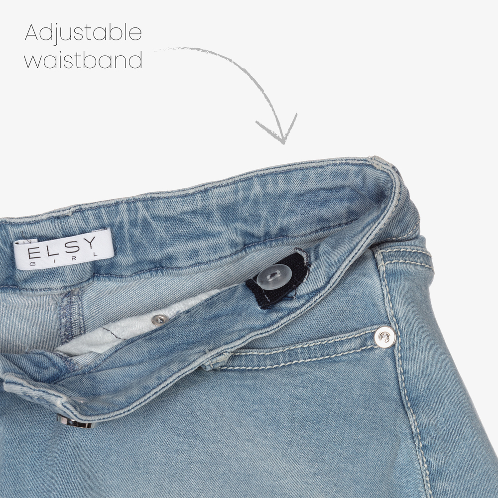 Elsy-Blue Denim Flared Shorts | Childrensalon Outlet