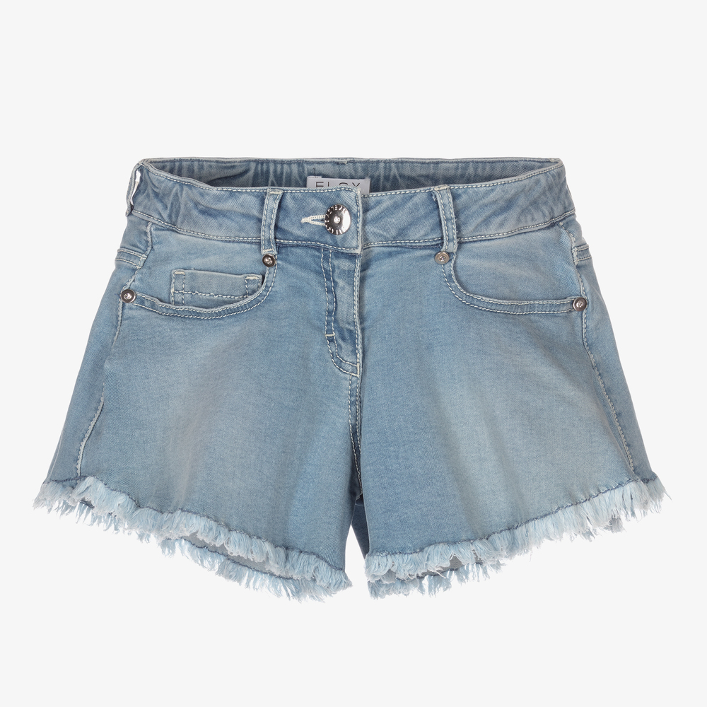 Elsy - Blue Denim Flared Shorts | Childrensalon