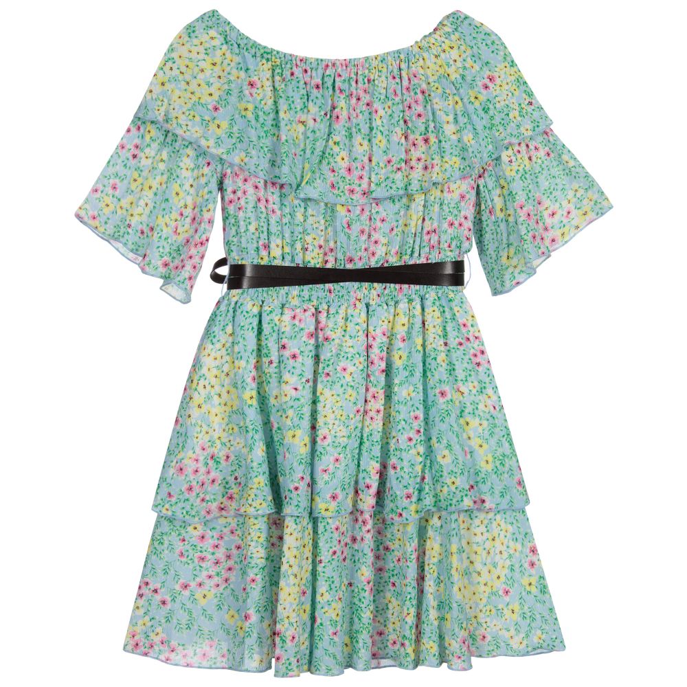 Elsy-Blue Viscose Floral Dress | Childrensalon Outlet