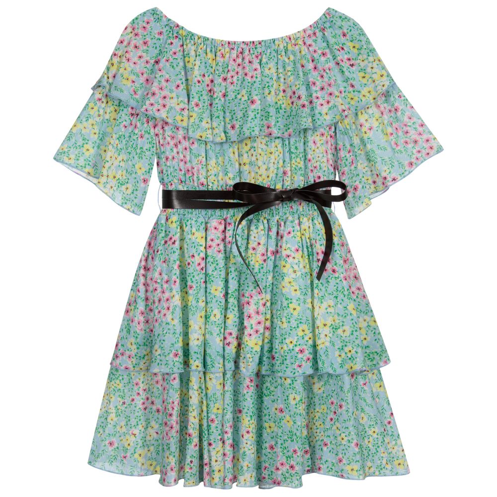 Elsy-Blue Viscose Floral Dress | Childrensalon Outlet