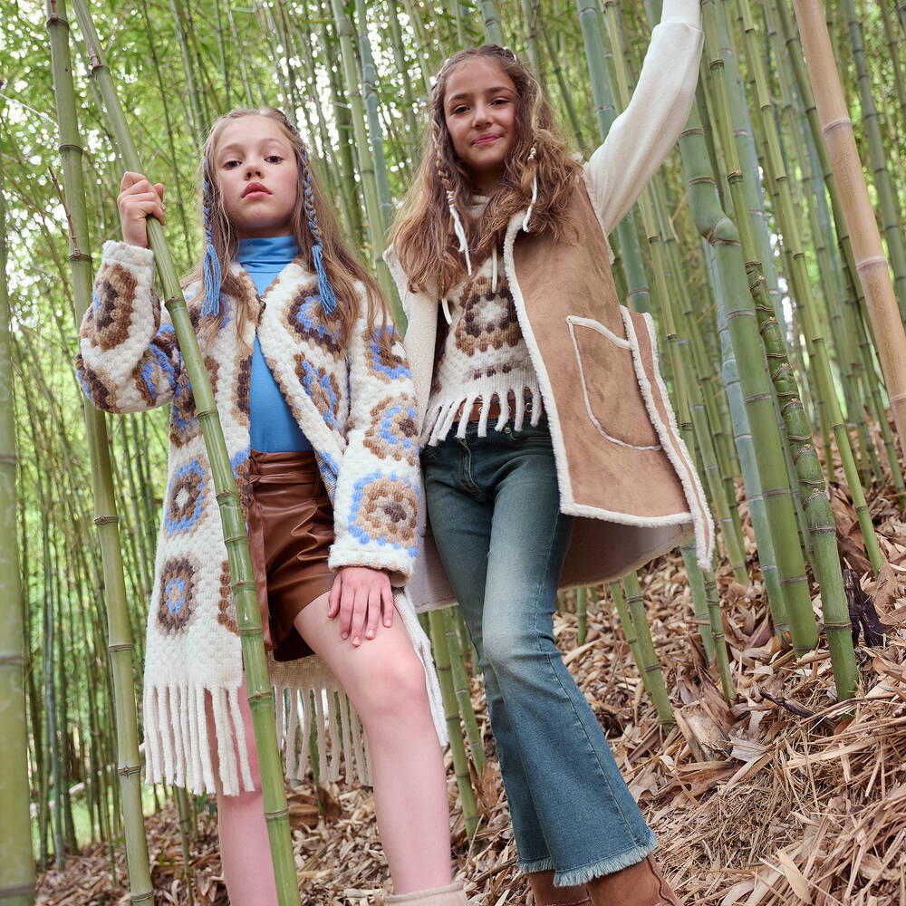 Elsy-Brown Faux Leather Shorts | Childrensalon Outlet