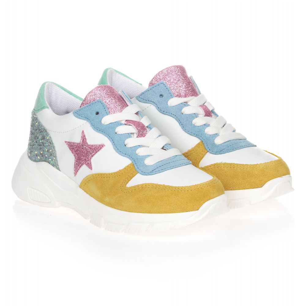 Elsy - Colourful Leather Trainers | Childrensalon