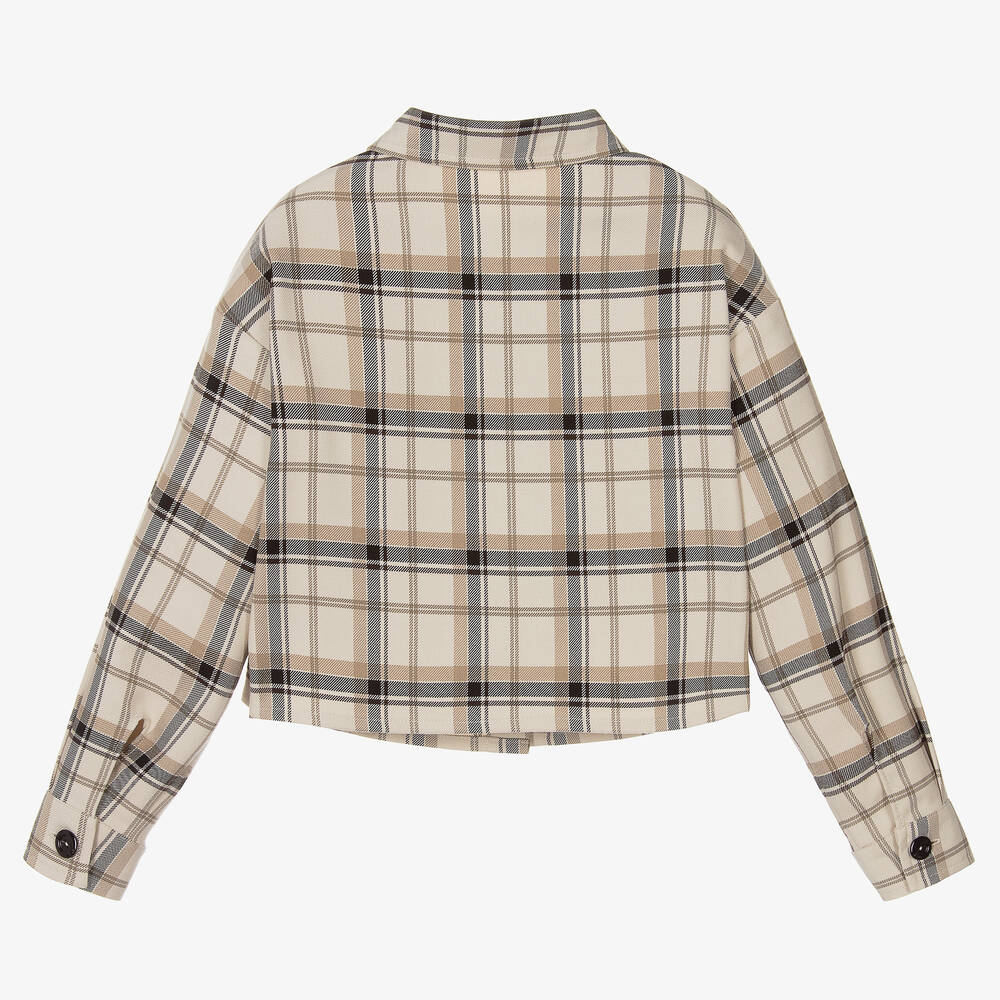 Elsy-Girls Beige Check Cropped Jacket | Childrensalon Outlet