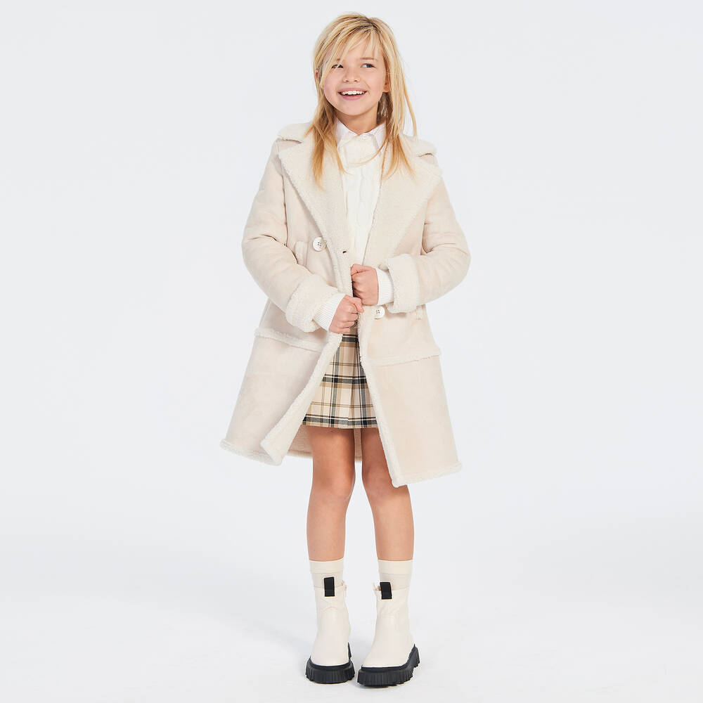 Elsy-Бежевая юбка-шорты в клетку со складками | Childrensalon Outlet