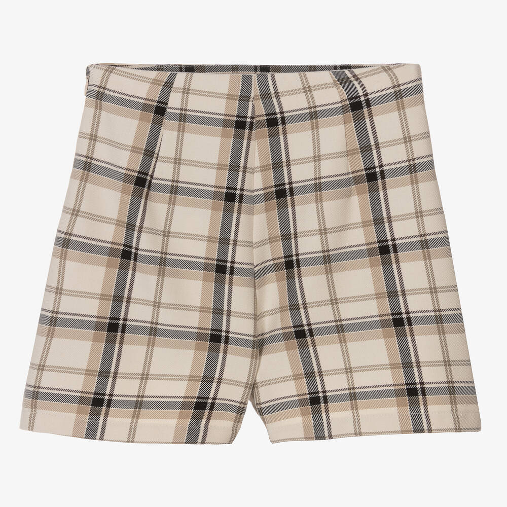 Elsy-Бежевая юбка-шорты в клетку со складками | Childrensalon Outlet