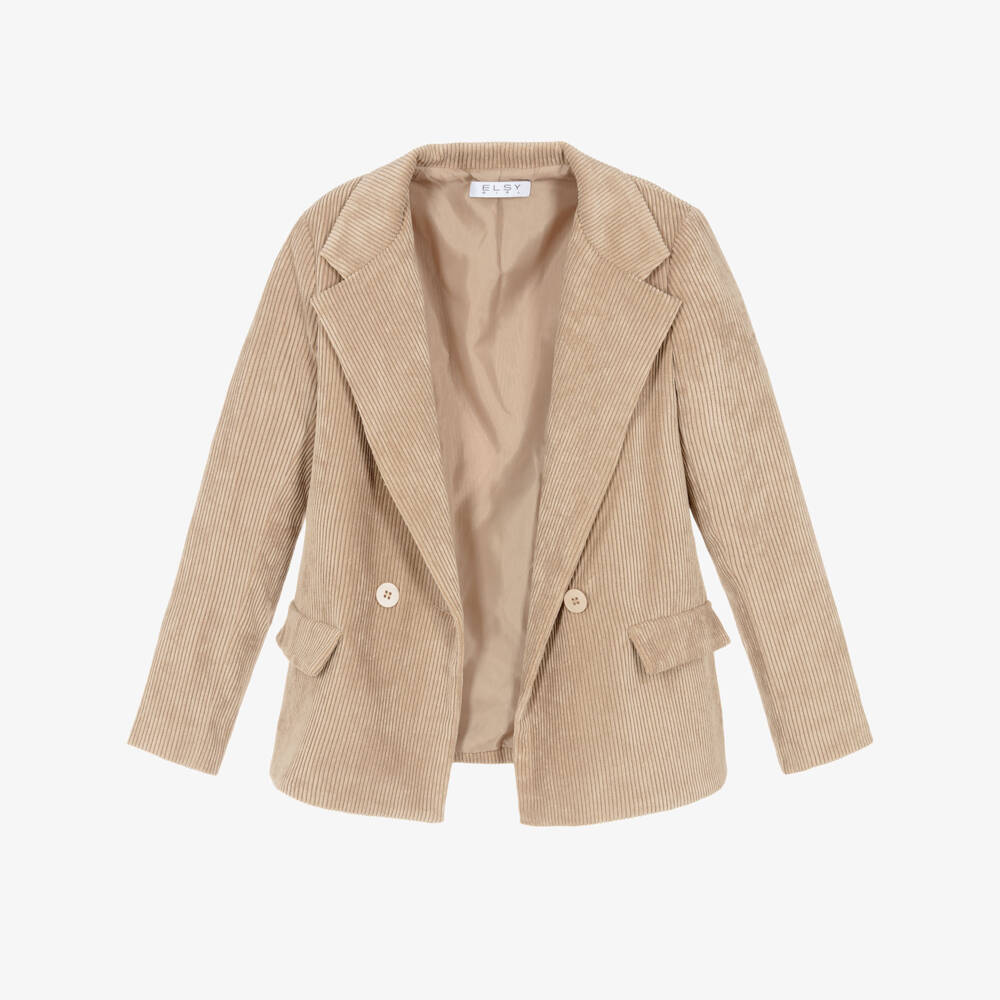 Elsy-Girls Beige Corduroy Blazer | Childrensalon Outlet
