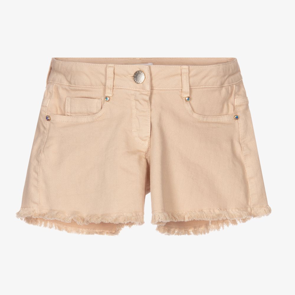 Elsy - Girls Beige Cotton Shorts | Childrensalon