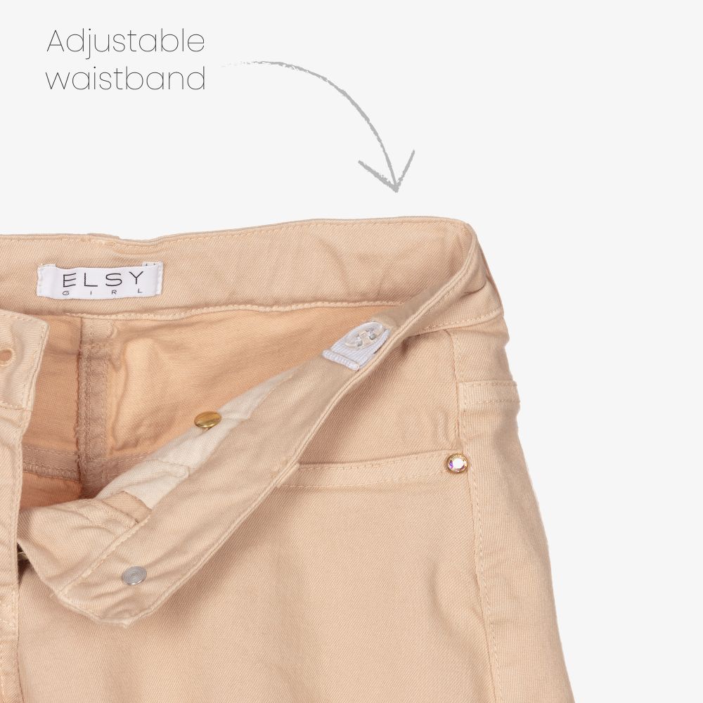 Elsy-Girls Beige Cotton Shorts | Childrensalon Outlet