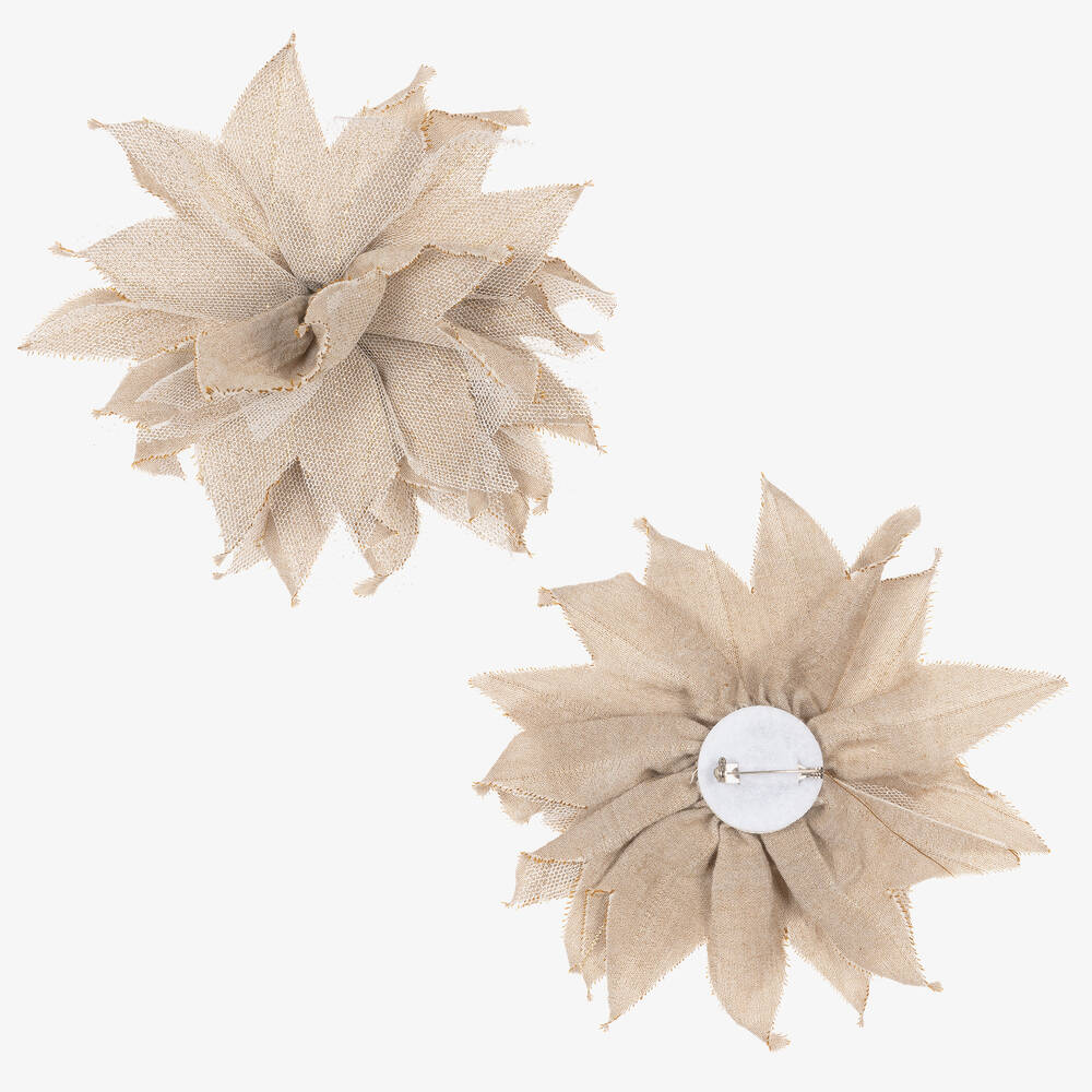 Elsy-Girls Beige & Gold Pinstripe Jumpsuit | Childrensalon Outlet