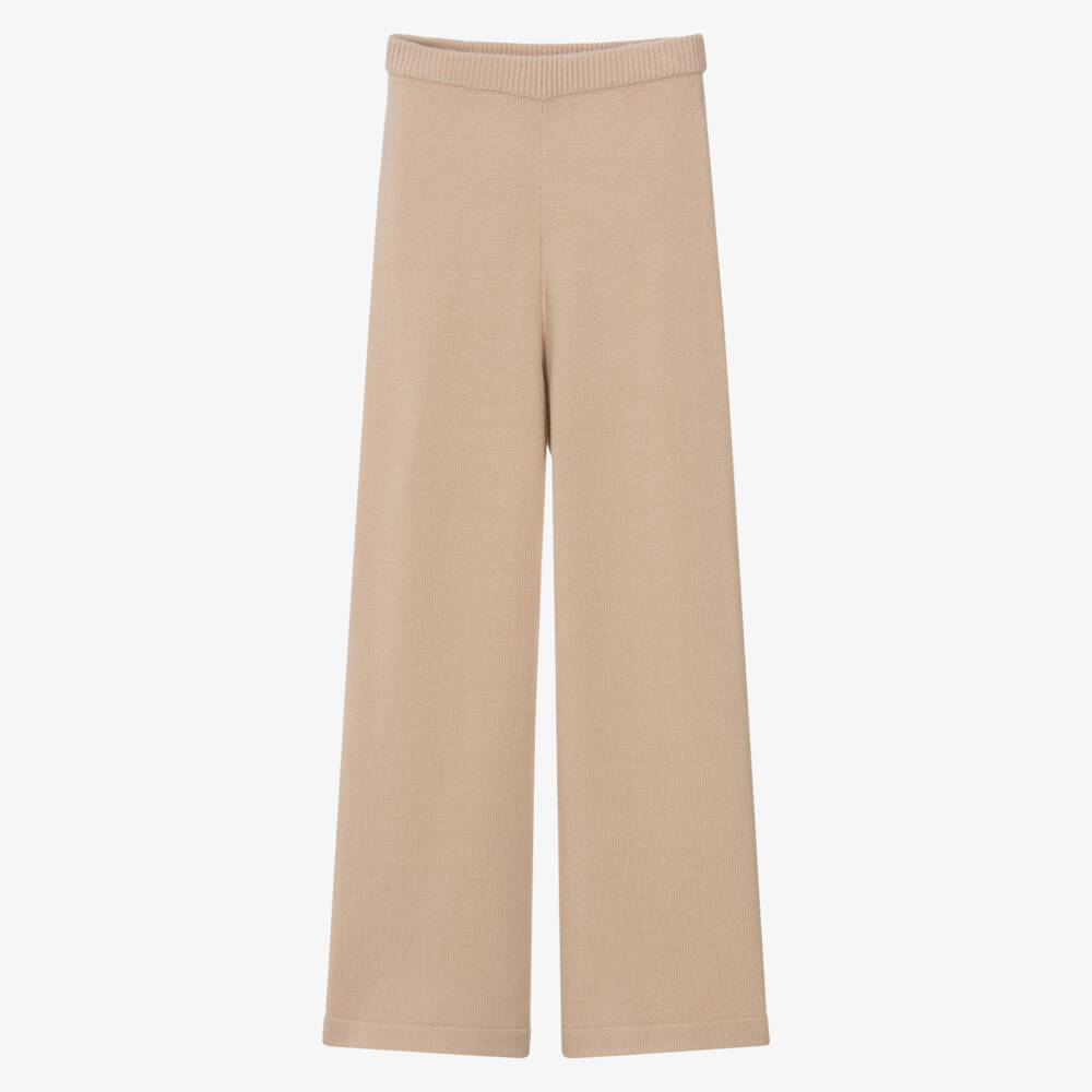 Elsy-Girls Beige Knit Wide-Leg Trousers | Childrensalon Outlet