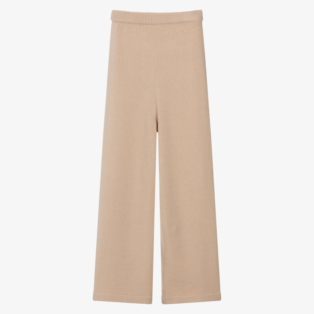 Elsy-Girls Beige Knit Wide-Leg Trousers | Childrensalon Outlet