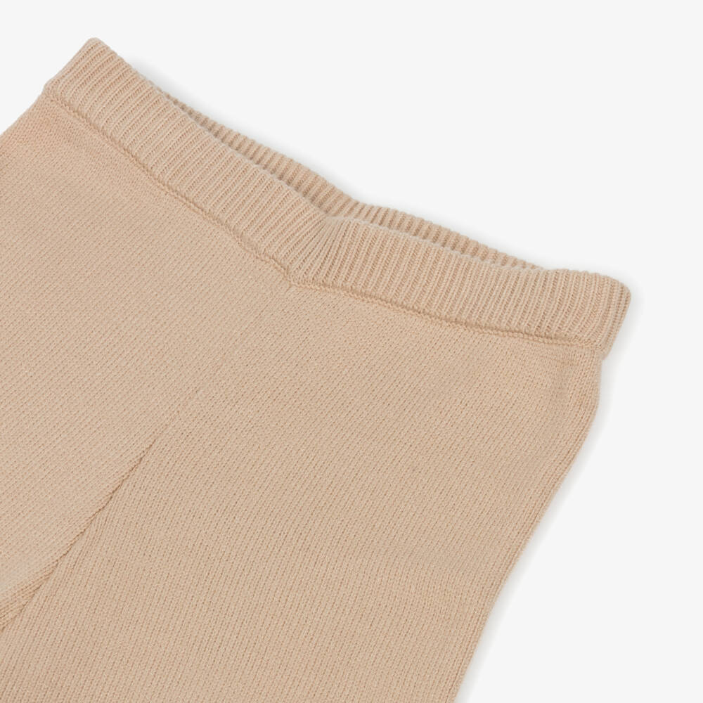 Elsy-Girls Beige Knit Wide-Leg Trousers | Childrensalon Outlet
