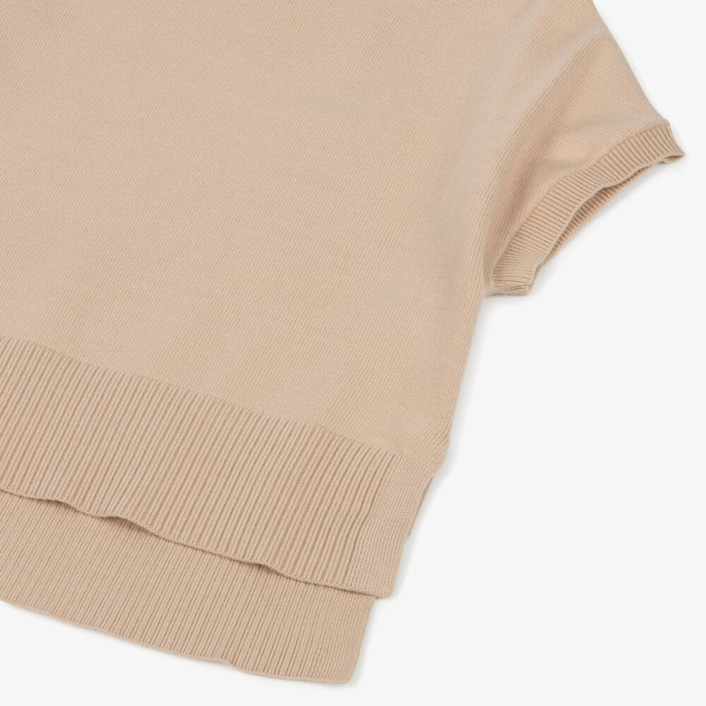 Elsy-Girls Beige Knitted Slipover Top | Childrensalon Outlet