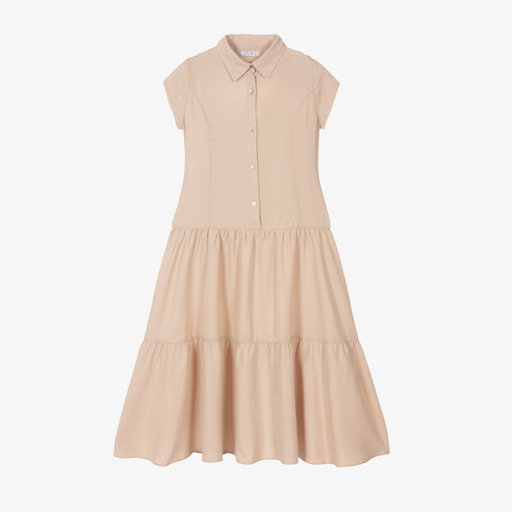 couture by Elsy-Girls Beige Ruffled Knee-Length Gown | Childrensalon Outlet