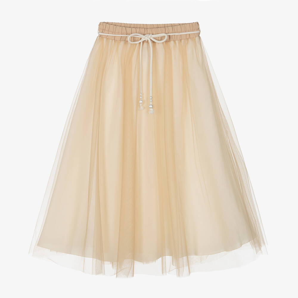 Elsy-Girls Beige Tulle Skirt | Childrensalon Outlet