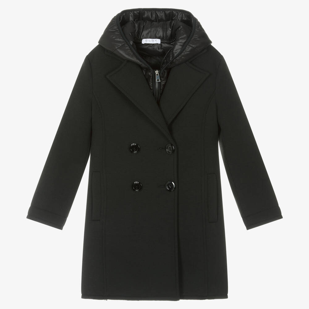 Elsy - Черное пальто и жилет 2-в-1 из джерси | Childrensalon