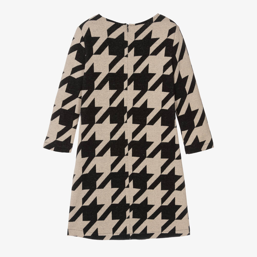 Elsy Girls Black & Beige Houndstooth Dress Childrensalon Outlet