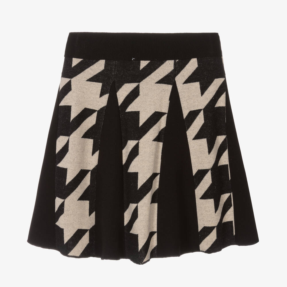 Elsy-Girls Black & Beige Houndstooth Skirt  | Childrensalon Outlet