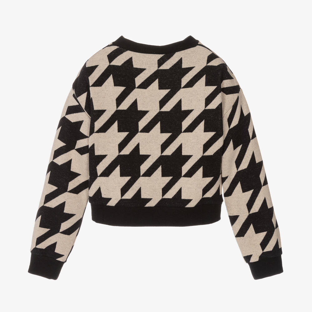 Elsy-Girls Black & Beige Houndstooth Sweatshirt | Childrensalon Outlet