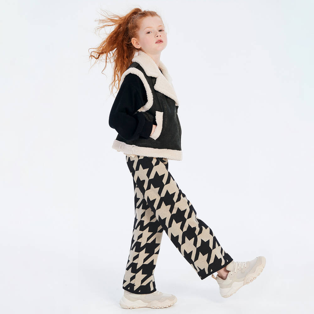 Elsy-Бежево-черные широкие брюки | Childrensalon Outlet