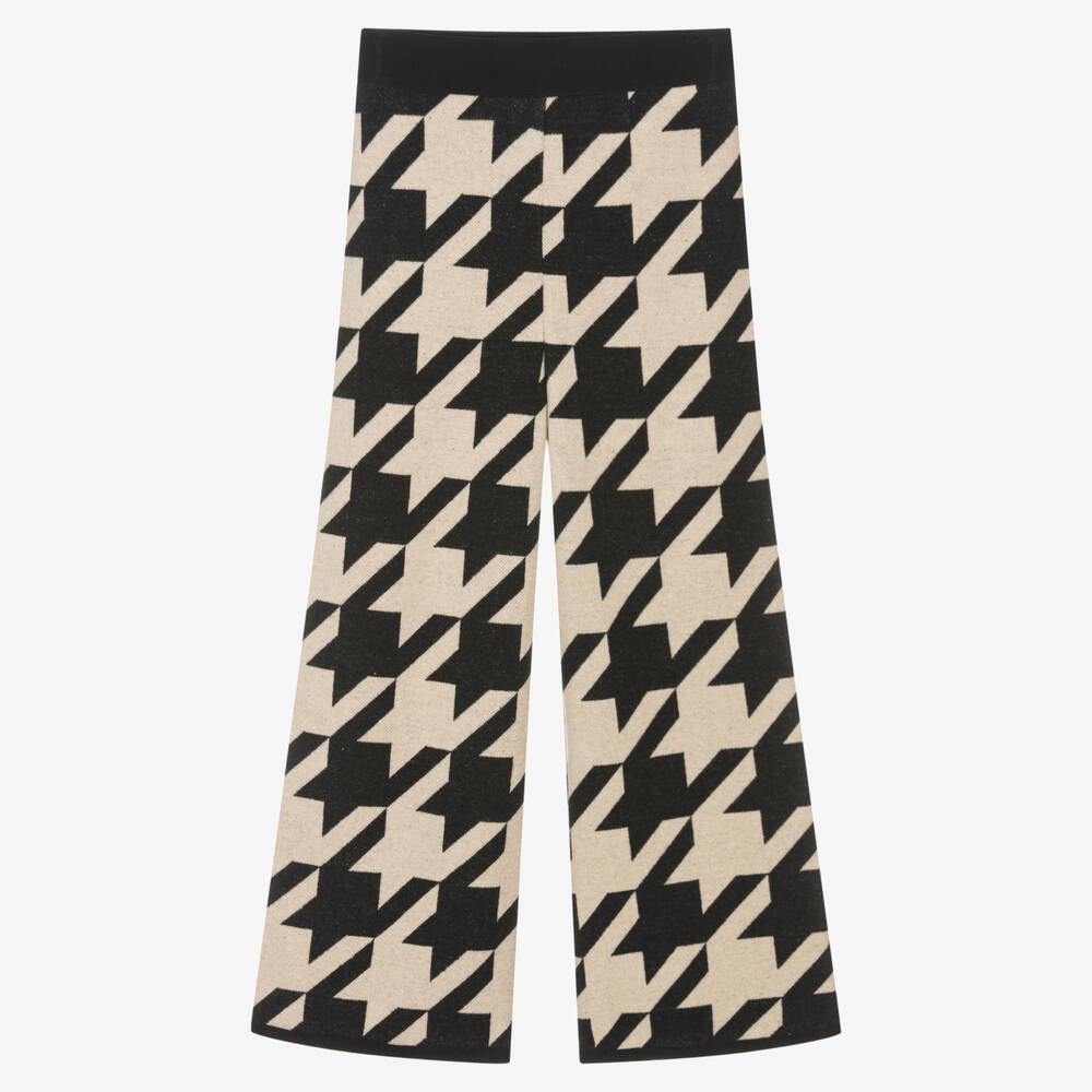 Elsy - Girls Black & Beige Wide Leg Trousers | Childrensalon