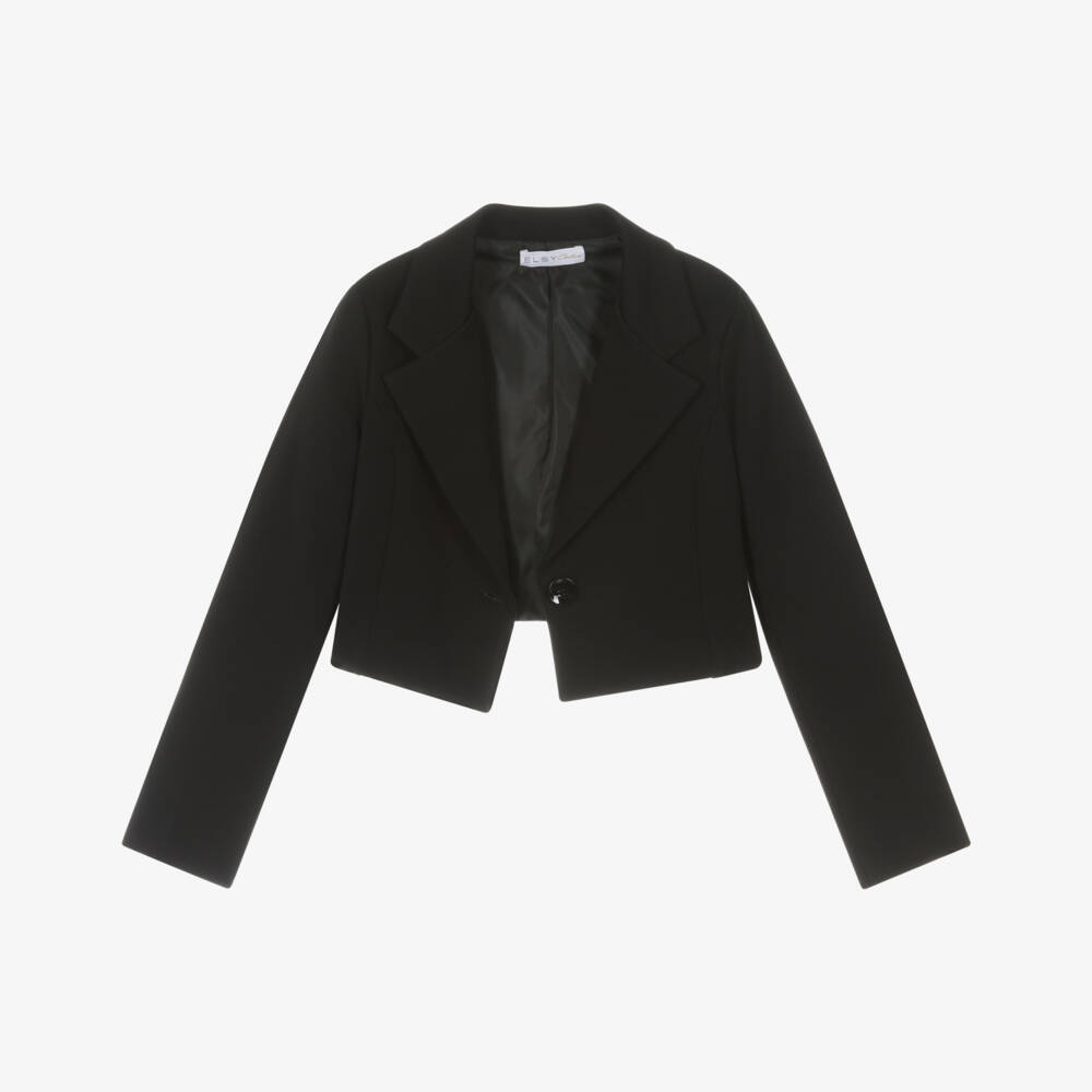Elsy-Girls Black Cropped Milano Jersey Blazer | Childrensalon Outlet