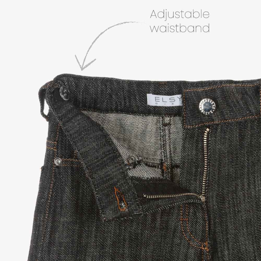 Elsy-جينز بأرجل واسعة لون أسود للبنات | Childrensalon Outlet