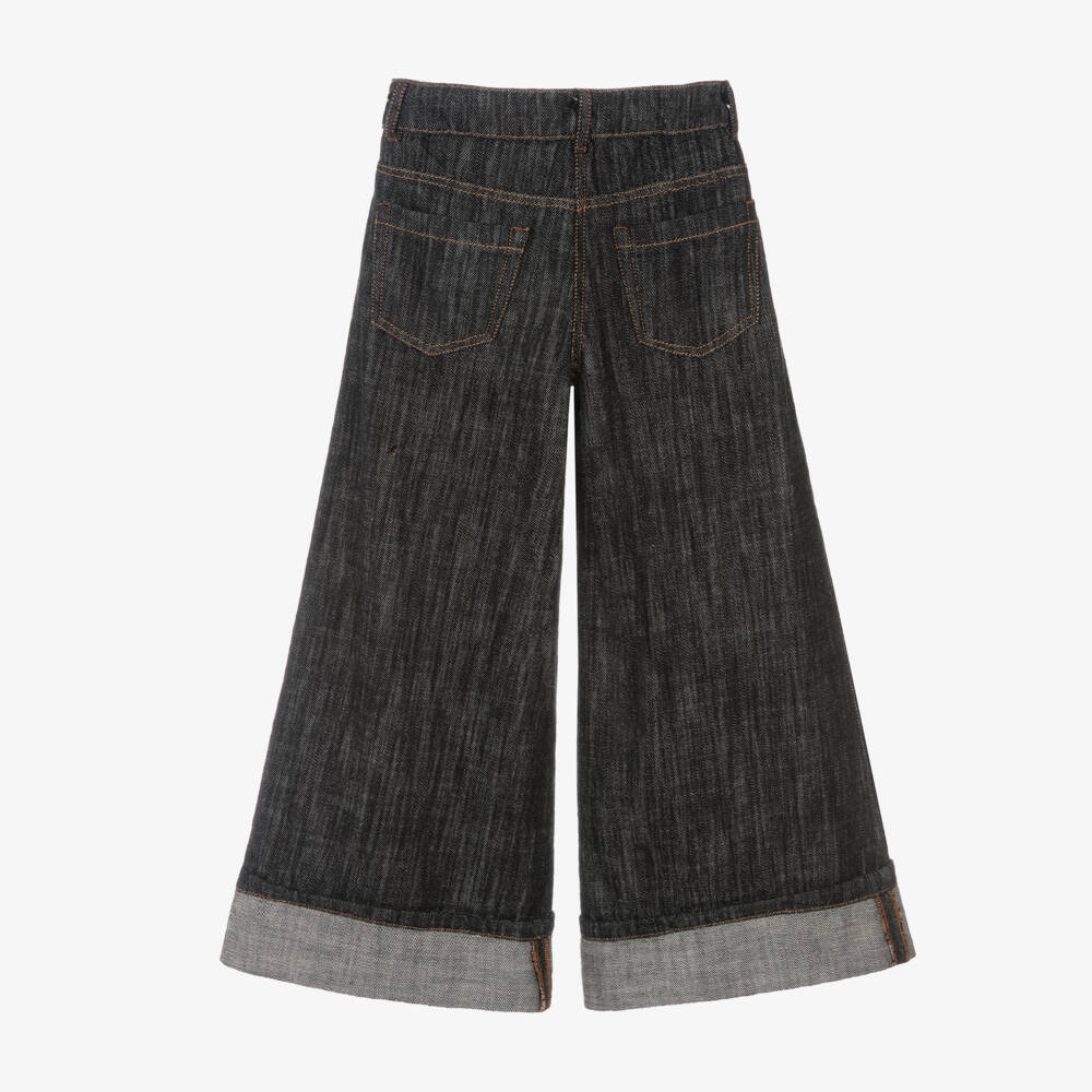 Elsy-جينز بأرجل واسعة لون أسود للبنات | Childrensalon Outlet