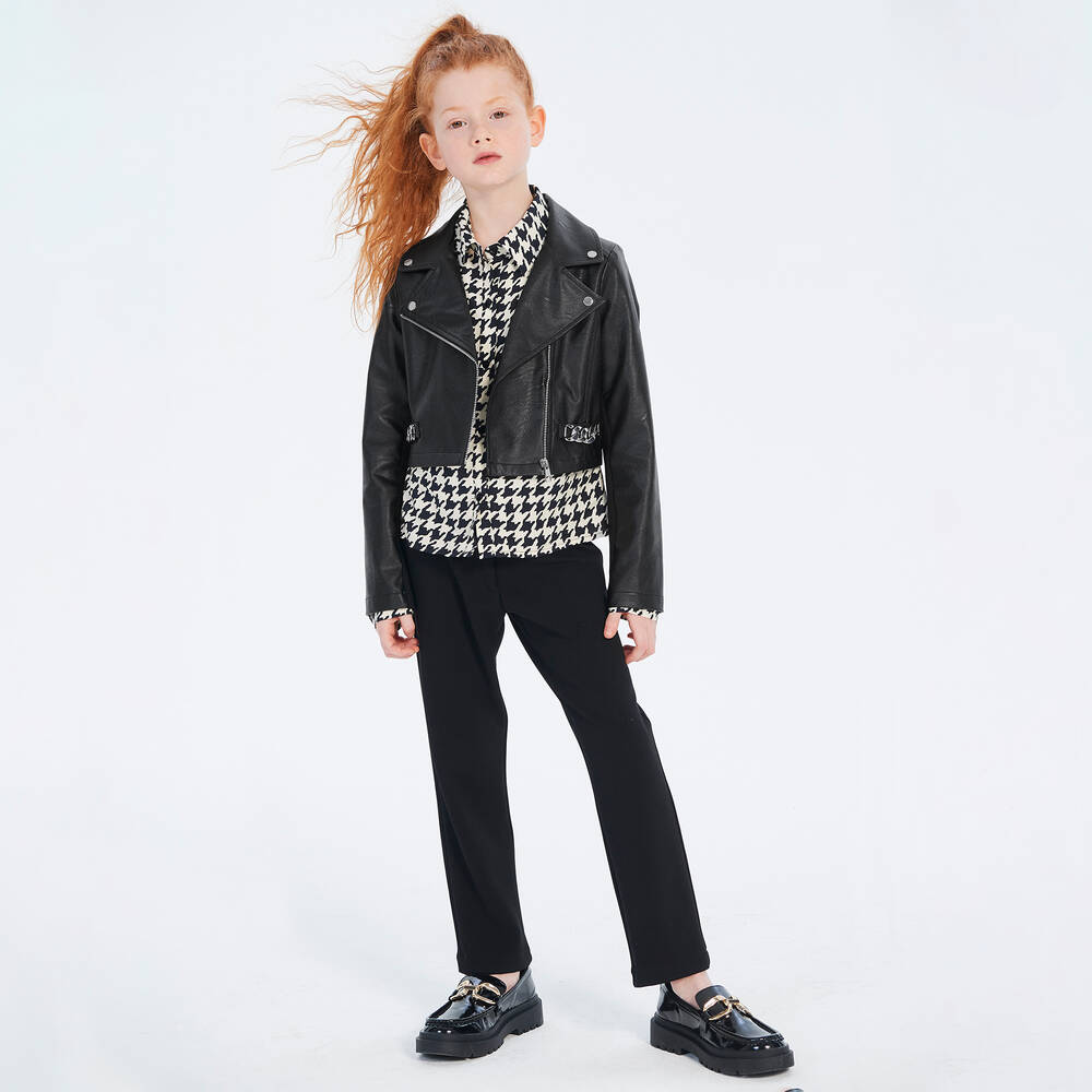 Elsy-Girls Black Faux Leather Biker Jacket | Childrensalon Outlet