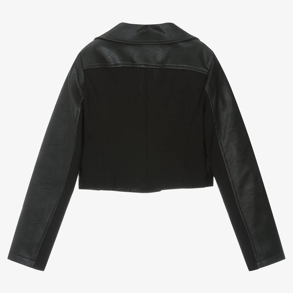 Elsy-Girls Black Faux Leather Biker Jacket | Childrensalon Outlet