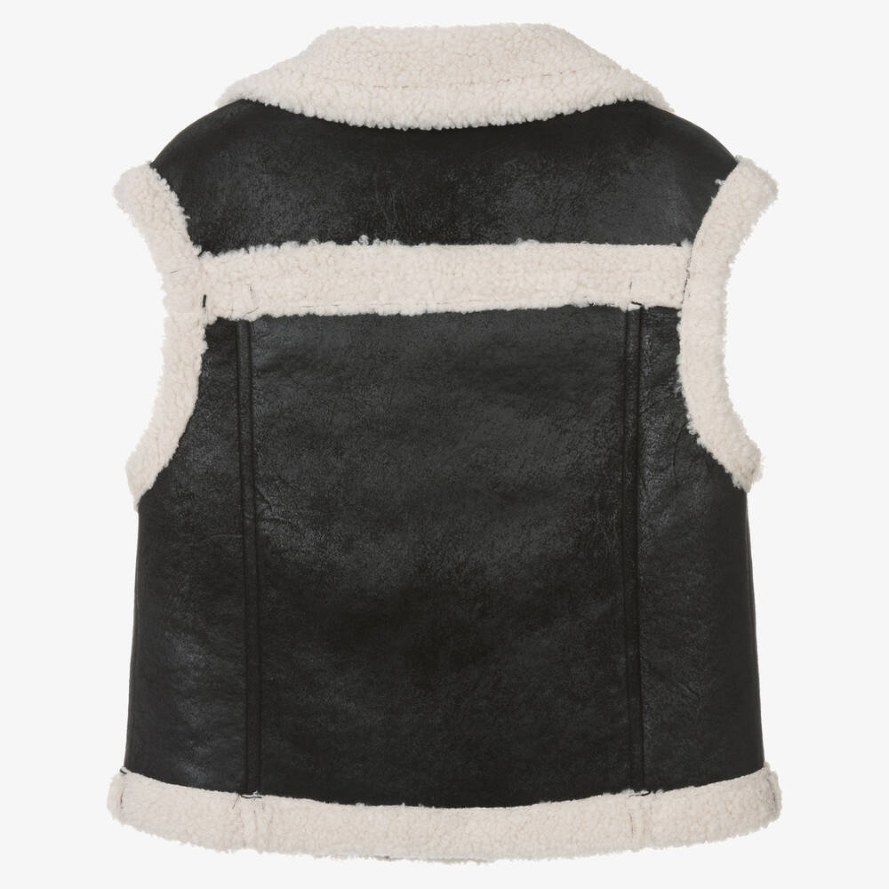 إلسي-جيليه شمواه صناعي وشيربا فليس لون أسود للبنات | Childrensalon Outlet