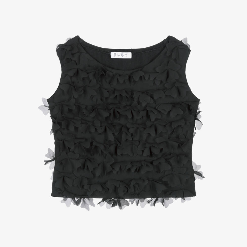 couture by Elsy-Girls Black Floral Chiffon Tunic | Childrensalon Outlet