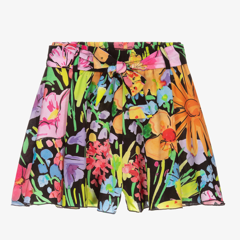 Elsy - Girls Black Floral Shorts | Childrensalon