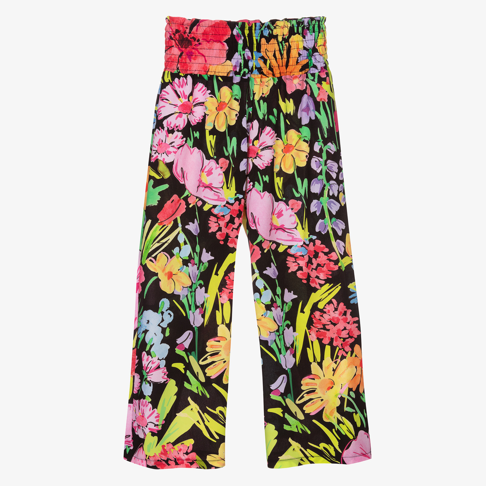 Elsy - Girls Black Floral Trousers | Childrensalon