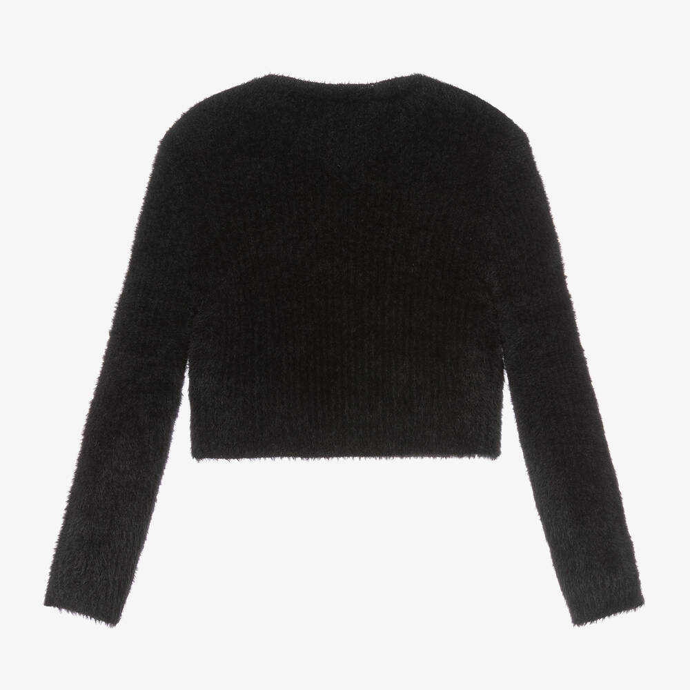 Girls black fluffy top cardigan