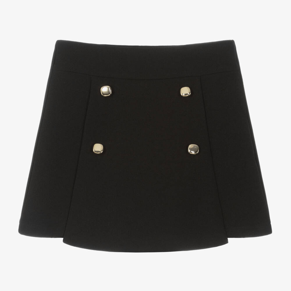 Elsy-Girls Black Gold Button Skirt | Childrensalon Outlet