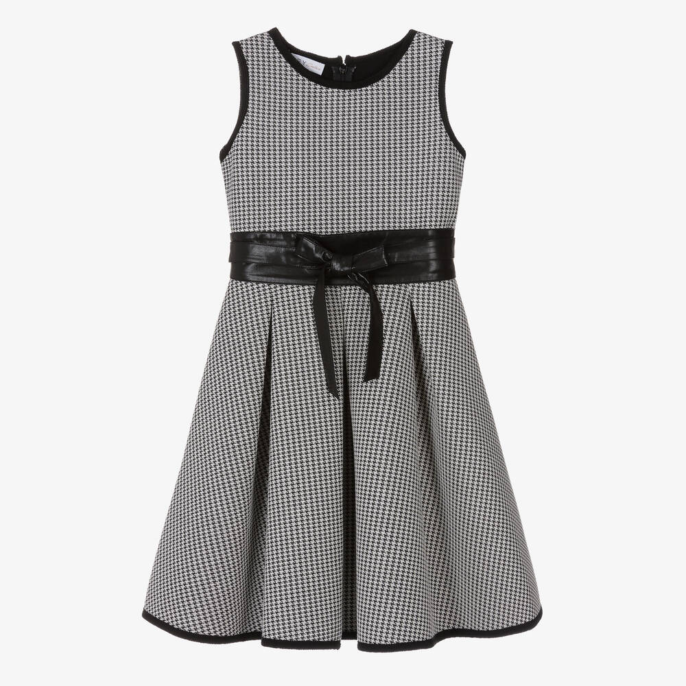 couture by Elsy - Girls Black & Grey Houndstooth Dress | Childrensalon