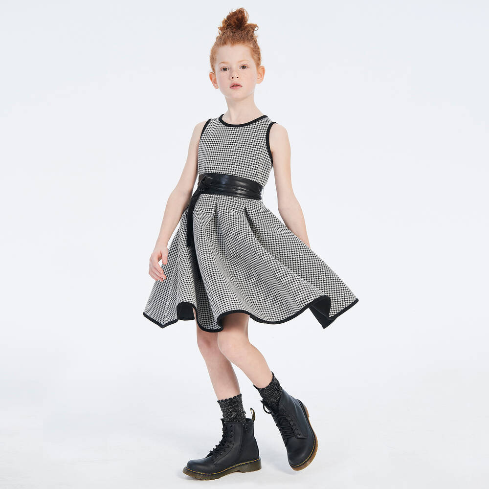 couture by Elsy-فستان فيسكوز لون أسود ورمادي | Childrensalon Outlet