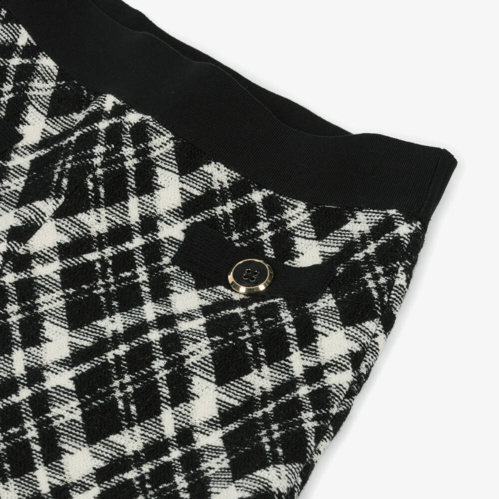 Elsy-Girls Black & Ivory Woven Check Shorts | Childrensalon Outlet