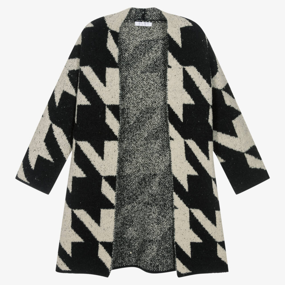 Elsy-Черное жаккардовое трикотажное пальто | Childrensalon Outlet