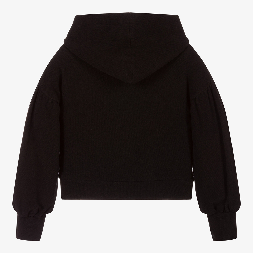 إلسي-توب هودي قطن وأكريليك محبوك لون أسود للبنات | Childrensalon Outlet