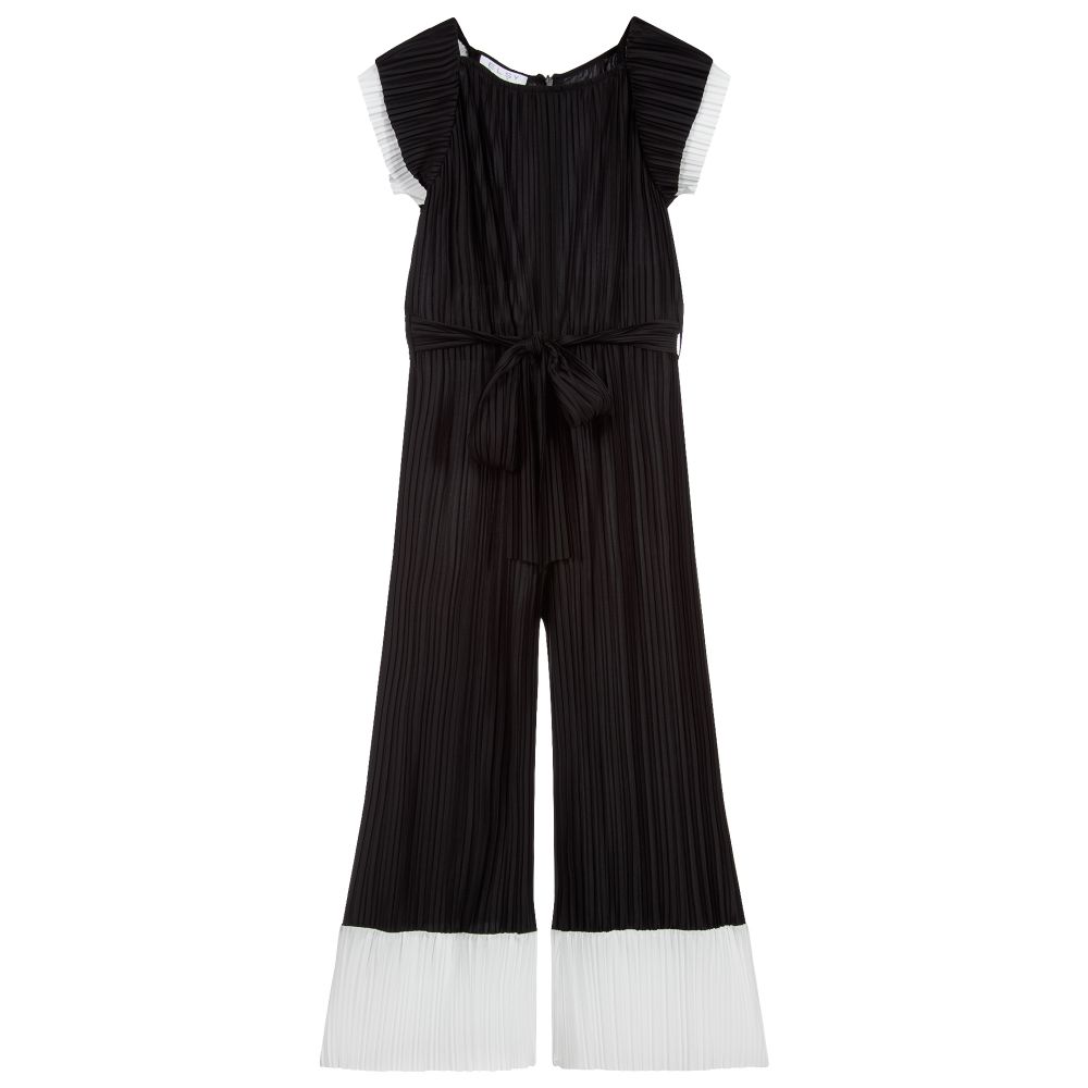 Elsy - Girls Black Pleated Jumpsuit | Childrensalon