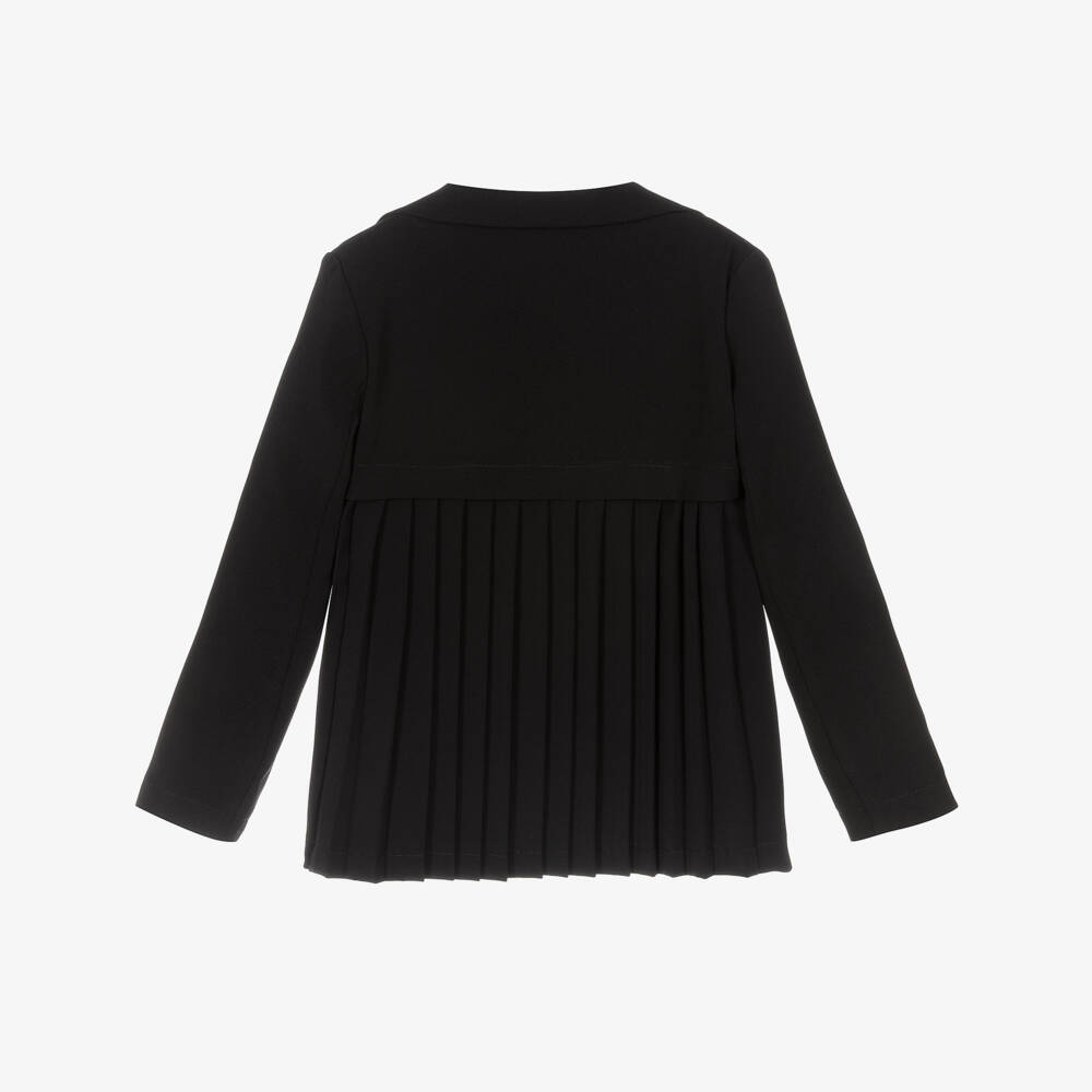 Elsy-Girls Black Pleated Twill Blazer | Childrensalon Outlet