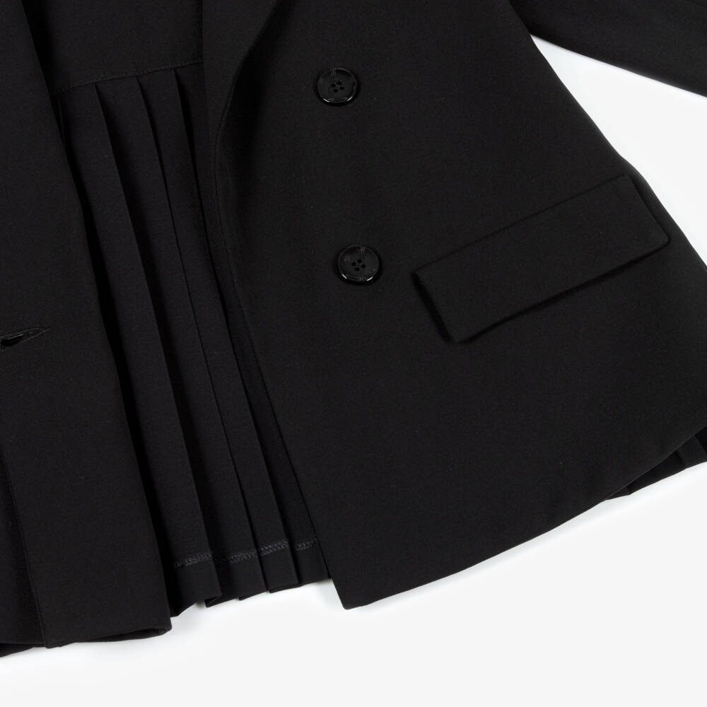 Elsy-Girls Black Pleated Twill Blazer | Childrensalon Outlet