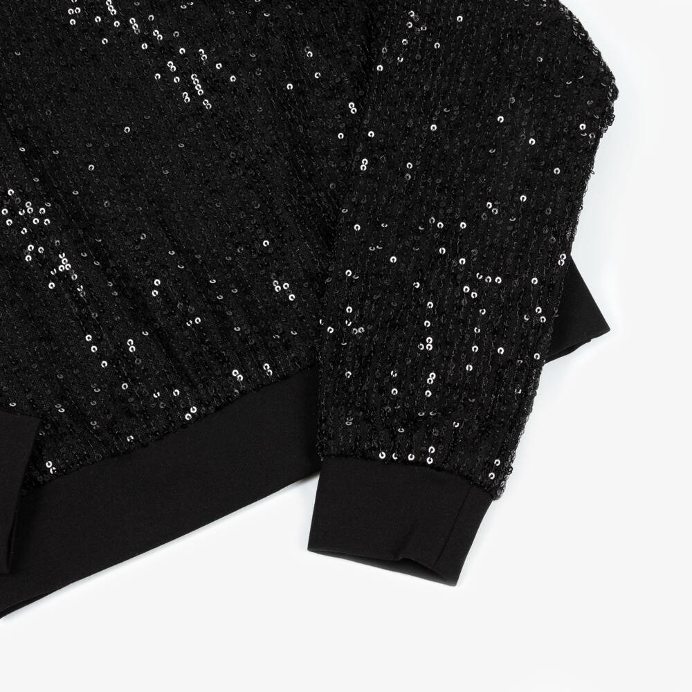 Elsy-Girls Black Sequin Sweatshirt | Childrensalon Outlet