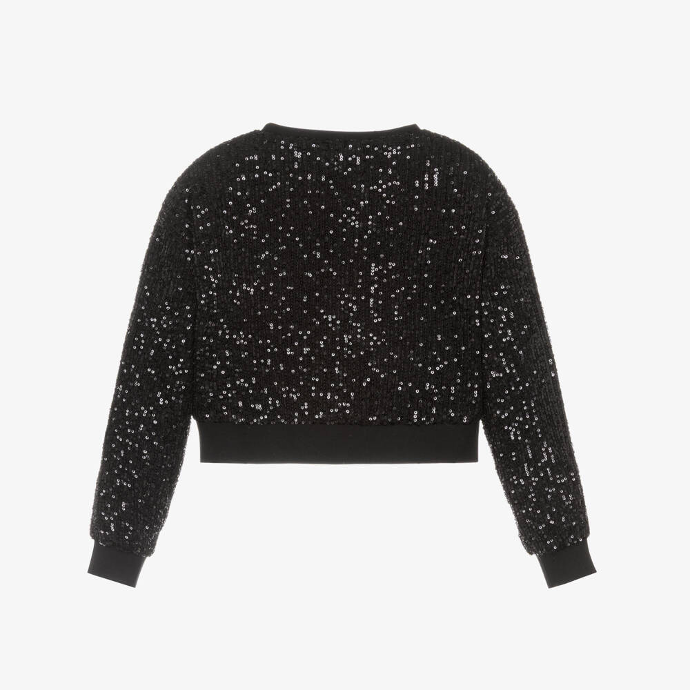 Elsy-Girls Black Sequin Sweatshirt | Childrensalon Outlet